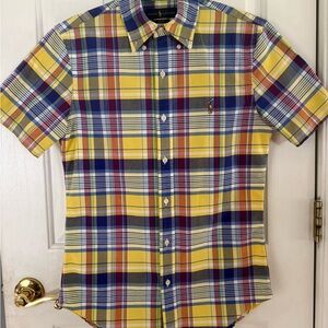 Ralph Lauren Men's Vibrant Plaid Button-Down Shirt Excellent Condition